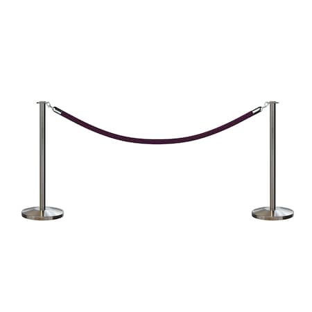 Stanchion Post And Rope Kit Sat.Steel, 2 Flat Top 1 Purple Rope